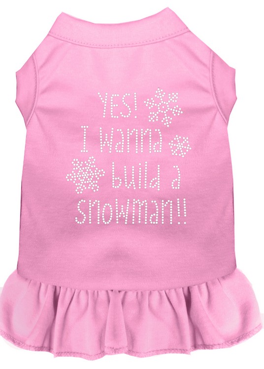 Yes! I want to Build a Snowman Rhinestone Dog Dress Light Pink Med